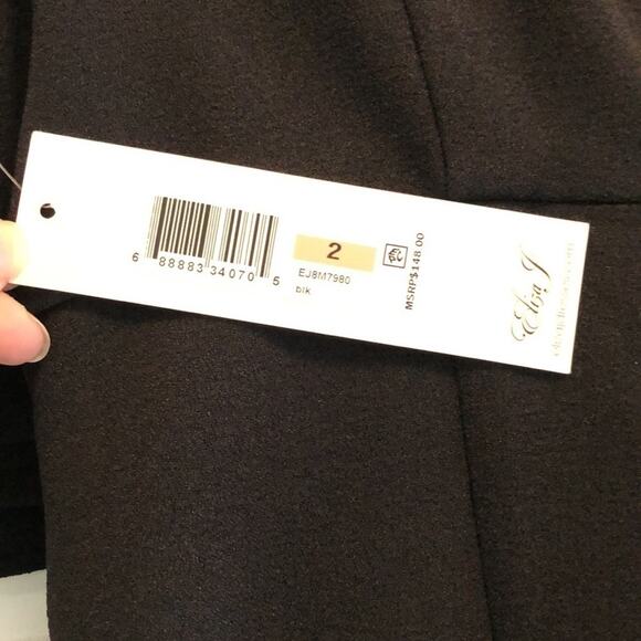 Eliza J Cold Shoulder Ruffle Sheath Dress - Black - SZ 2 - Picture 5 of 7